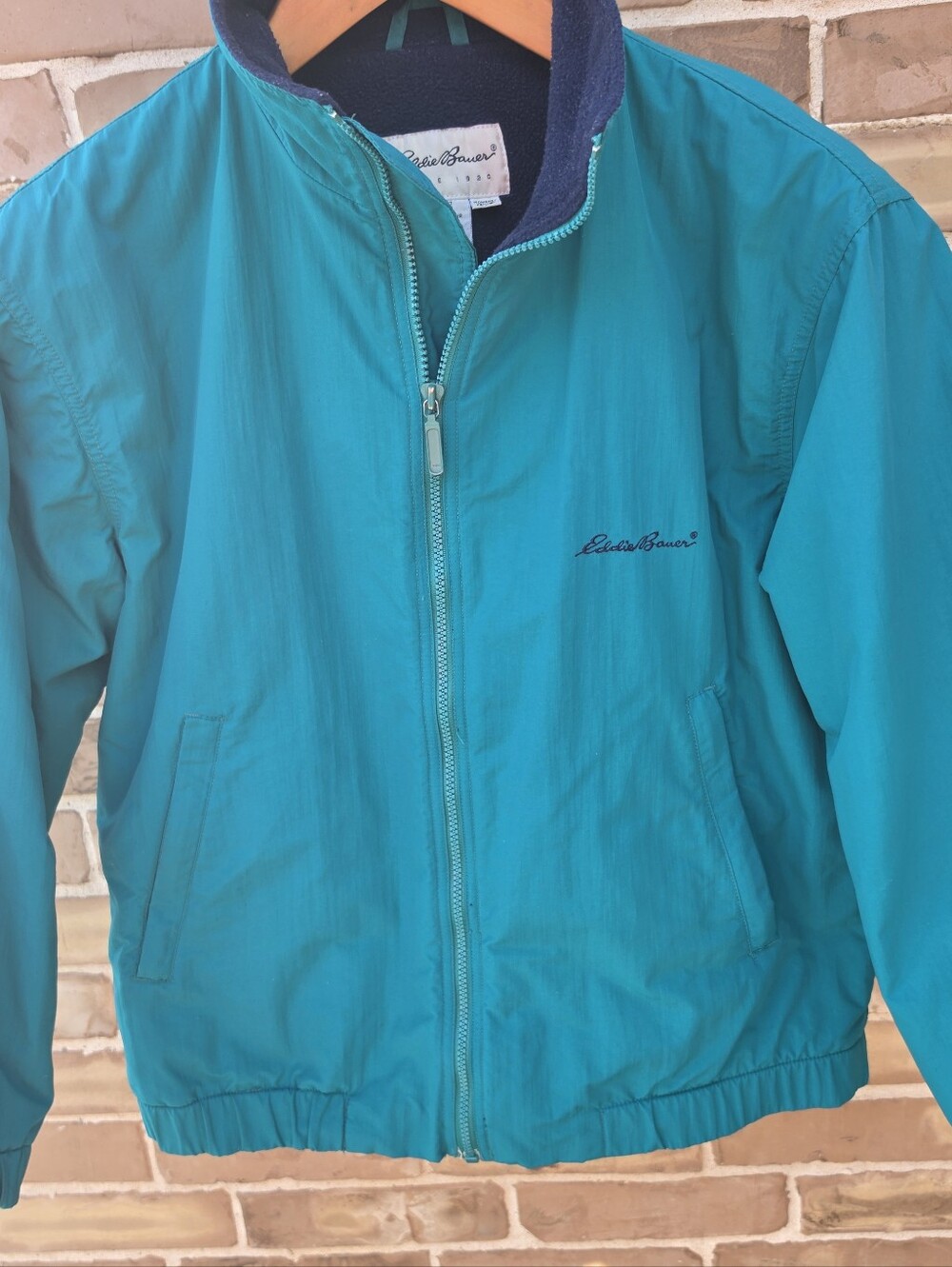 Vintage Eddie Bauer Teal Fleece Lined Full Zip Jacket Women’s Small